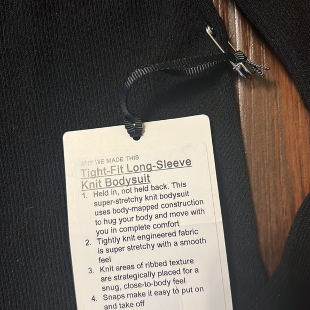 Lululemon Tight Fit Long Sleeve Knit Bodysuit, black, size XXS NWT - Picture 4 of 5